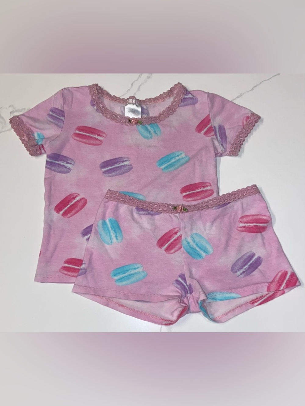 Macaron Short Slv Top & Shorts Set